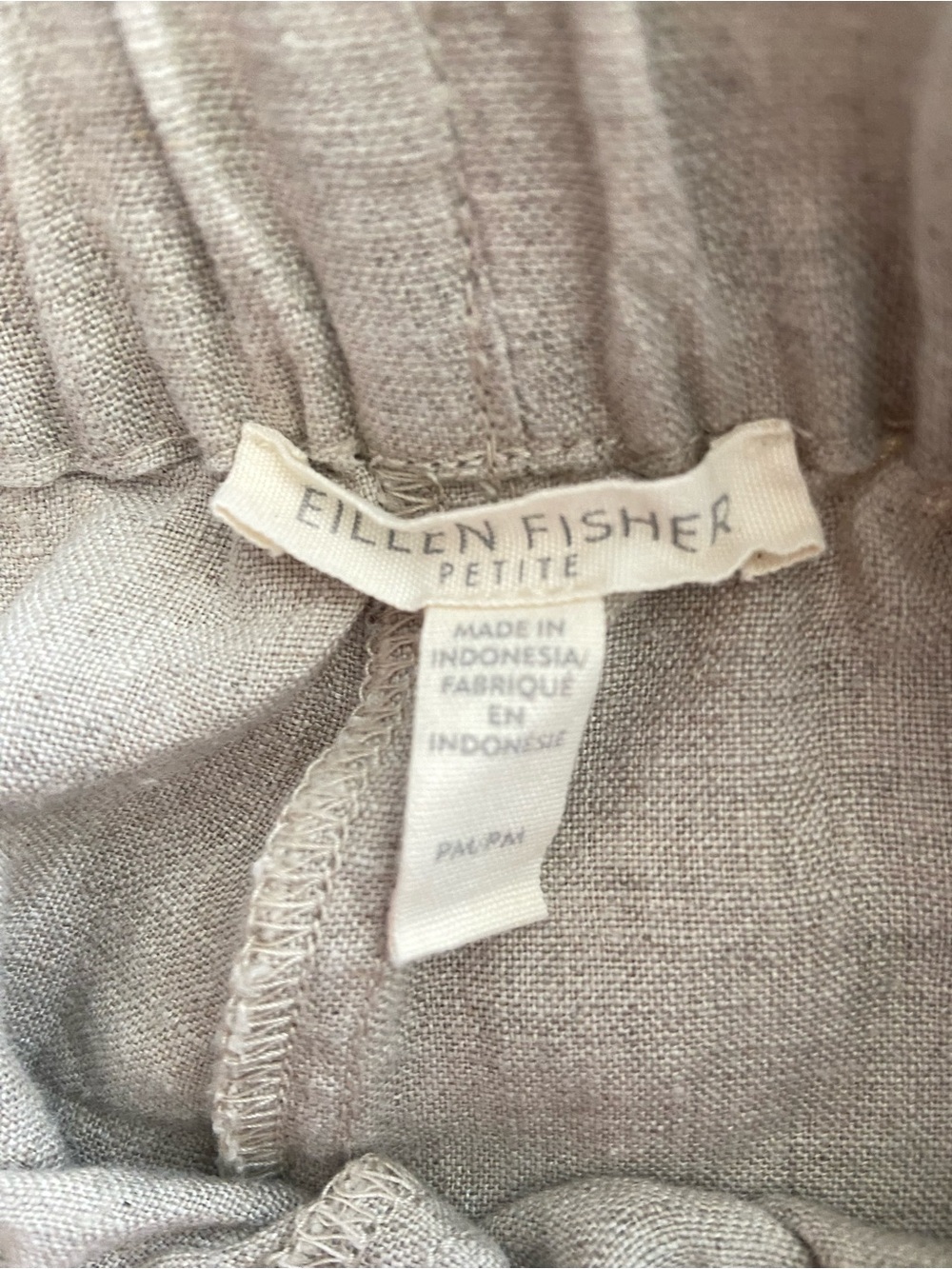 EILEEN FISHER Organic Linen Lantern Pants Petite Medium Natural Pull-On EUC - Picture 4 of 9